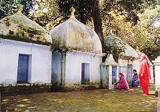 The samadhis in the courtyard of the temple