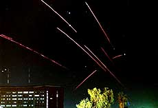 Red tracers of Iraqi anti-aircraft fire.
