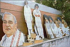 Cutouts of Prime Minister Atal Behari Vajapyee and Chief Minister Parkash Singh Badal