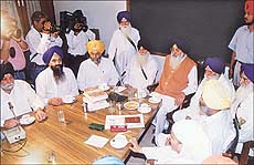 Punjab Chief Minister and SAD President Parkash Singh Badal preside over the working committee of the party