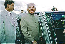 Indian President K. R. Narayanan on his arrival at Baden Baden airport in Germany on Sunday.