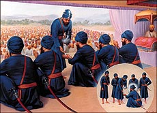 The creation of the Khalsa (Painting by Mehar Singh)