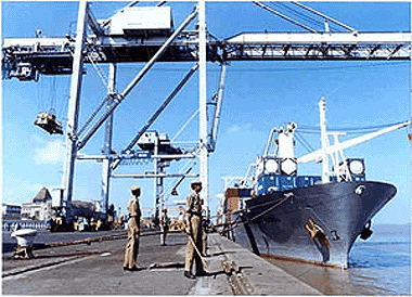 Home Guards maintain vigil at the Indira Docks in Mumbai on Friday.