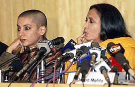 Deepa Mehta (right), the controversial director of the film, ‘Water’ along with actress Shabana Azmi.