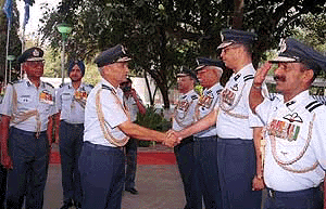 Air Chief Marshal A.Y. Tipnis is introduced to commanders