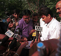 Former Test cricketer Manoj Prabhakar addressing mediapersons after meeting CBI officials in New Delhi on Saturday.   PTI photo