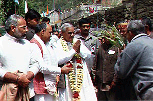 Prime Minister Atal Behari Vajpayee during his visit to the Lahaul and Spiti valley in Himachal Pradesh on Saturday.  PTI photo