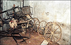 The rare wheels of Maharaja Ranjit Singhs chariots lie in an unlocked room being used by a government primary school in the shahi astabal (royal stable). 