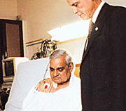 Atal Behari Vajpayee recuperates at Breach Candy hospital, Mumbai, on Wednesday, after undergoing surgery for his arthritic left knee.