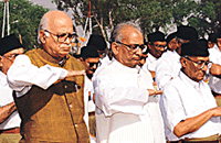 Union Home Minister L.K. Advani and UP Chief Minister Ram Prakash Gupta at the open