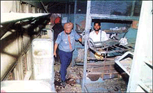 The railway authorities inspect the damaged coach of the train on which a blast took place near Bathinda on Divali.