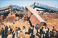Mangled coaches of the Howrah-Amritsar Express