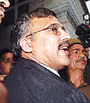 Hashim Qureshi talks to mediapersons in Delhi. -- PTI photo