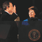Mr George W. Bush (left) is sworn in as the 43rd President of the USA in Washington on Saturday.