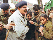 The police arrests Ms Mehbooba Mufti, daughter of former Home Minister Mufti Mohammad Syed and Vice-President of the Jammu and Kashmir Peoples Democratic Party during a peace march in Srinagar on Thursday.
