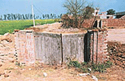 A portion of the abandoned house of slain Babbar Khalsa chief Sukhdev Singh Babbar. 