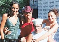 Vengaboys groups singers (from left) Kim, Roy, Yorick and Denise pose during a photo call in New Delhi on Monday.