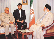 Prime Minister Atal Behari Vajpayee meets Irans Supreme Leader, Ayatollah Ali Khamenei, in Teheran on thursday. 