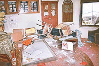 The Principals office of Govt Senior Secondary School, Kasauli, bears the stamp of mob fury on Wednesday.