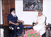 Punjab Chief Minister Parkash Singh Badal with Prime Minister Atal Behari Vajpayee in New Delhi on Friday. Photo Vijender Tyagi.