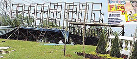 The stage that is being erected for the July 7 star show in Ludhiana.