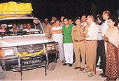 Amarnath yatris board vehicles in Jammu on Monday morning, the first day of the month-long Amarnath Yatra. 
