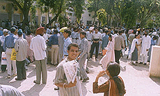 The rush of students seeking admission in a local college of Bathinda city.