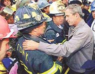 President Bush greets fire-fighters