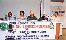 Participants at a workshop on potato exports from Punjab, organised by Markfed on the PAU campus in Ludhiana on Thursday.
