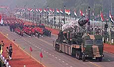 The Agni-II missile on display