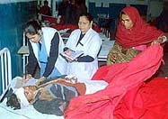Victims of bomb blast in Udhampur district being treated at a hospital