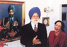 Marshal of the Indian Air Force Arjan Singh with his wife, Teji