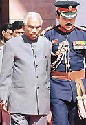 The President arrives for the Budget session in Parliament.