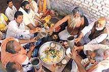 Mahant Paramhans, a key supporter for the construction of the Ram temple, takes part in a puja