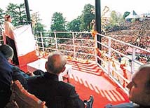 Prime Minister Atal Behari Vajpayee addresses a mammoth gathering