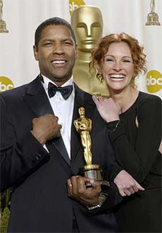 Actor Denzel Washington is joined by Julia Roberts