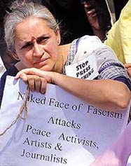 Former Miss India Nafisa Ali during a protest march