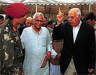 Jammu and Kashmir Chief Minister Farooq Abdullah makes a point during a conversation
