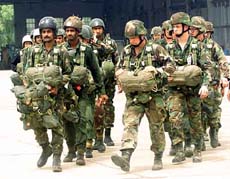 Indian and US soldiers during a joint exercise