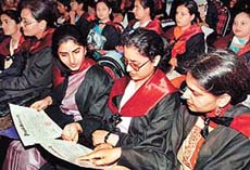 Students at the annual convocation of Dev Samaj College of Education, Sector 36, in Chandigarh on Sunday.