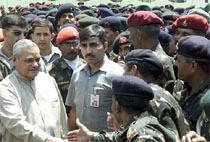 Prime Minister Atal Behari Vajpayee meets soldiers