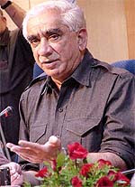 Foreign Minister Jaswant Singh addresses a Press conference