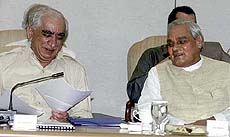 Prime Minister Atal Behari Vajpayee with Finance Minister Jaswant Singh 