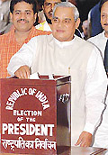 Prime Minister Atal Behari Vajpayee casts his vote.