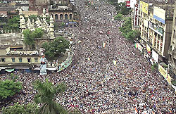 Thousands of protesters participate in a rally organised by the Trinamool Congress in Kolkata on Sunday.