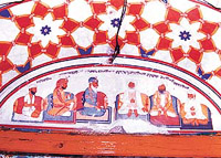 One of the invaluable frescoes at Gurdwara Baba Bir Singh at Naurangabad (Tarn Taran).