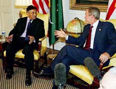 President Bush meets with Pervez Musharraf