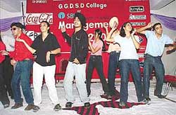 Students perform at the Management Fest, 2002, organised at GGDSD College, Sector 32