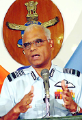 Air Chief Marshal S. Krishnaswamy addresses a press conference