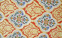 A picture of bright and synthetic colours used for painting the ceiling of Akal Takht. 